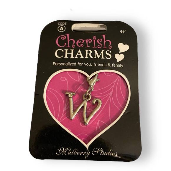 Cherish Charms W Monogram Initial Bracelet Charm NEW NWT Silvertone - Picture 1 of 3